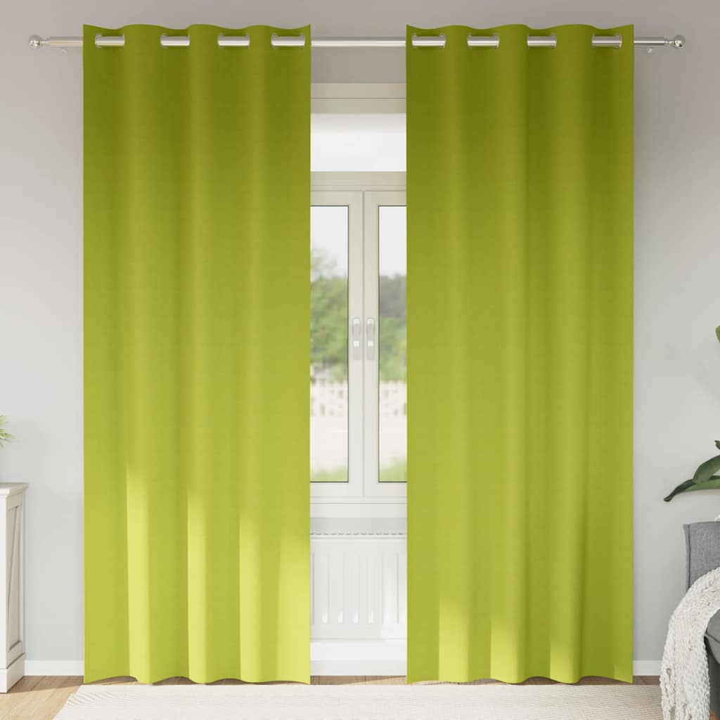 4107392_1.jpg vidaXL Záclony na zatemnenie s krúžkami 2 pcs Zelená 260 x 140 cm – Obrázok 1