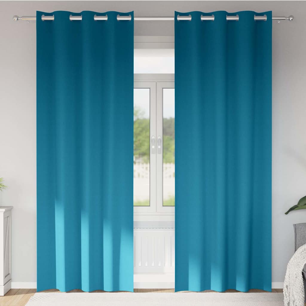4107421_1.jpg vidaXL Záclony na zatemnenie s krúžkami 2 pcs Tyrkysová 245 x 140 cm – Obrázok 1