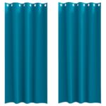 vidaXL Záclony na zatemnenie s krúžkami 2 pcs Tyrkysová 245 x 140 cm – Obrázok 2