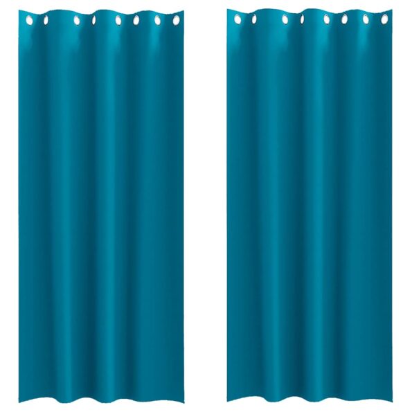 vidaXL Záclony na zatemnenie s krúžkami 2 pcs Tyrkysová 245 x 140 cm – Obrázok 2
