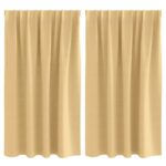 vidaXL Okenice so záclonami 2 pcs Béžová 140 x 140 cm Polyester – Obrázok 2