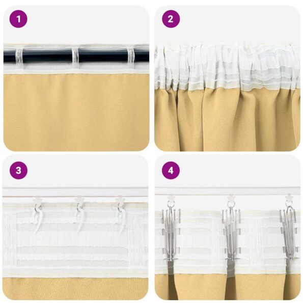 vidaXL Záclony na zatemnenie s krúžkami 2 pcs Béžová 260 x 140 cm – Obrázok 7
