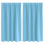 vidaXL Záclony na zatemnenie s krúžkami 2 pcs Svetlomodrá 140 x 140 cm – Obrázok 2