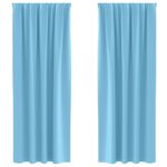 vidaXL Okenice so záclonami 2 pcs Svetlo modrá 245 x 140 cm Polyester – Obrázok 2