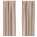 vidaXL Okenice so záclonami 2 pcs Sivohnedá 225 x 140 cm Polyester – Obrázok 2