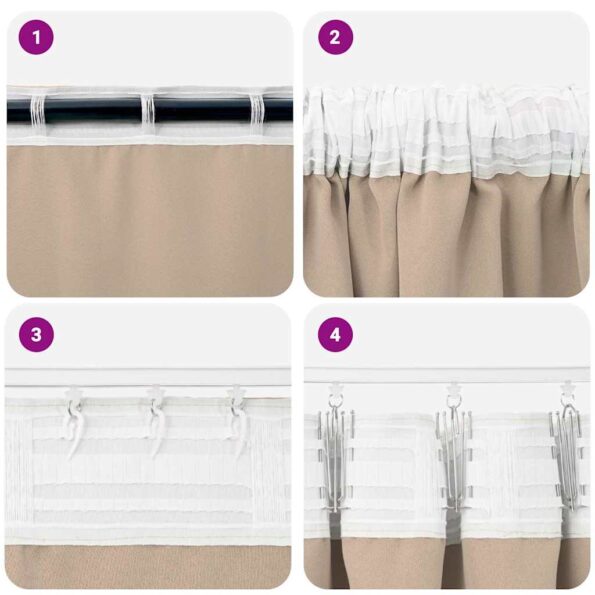 vidaXL Záclony na zatemnenie s krúžkami 2 pcs Sivohnedá 245 x 140 cm – Obrázok 7