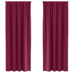 vidaXL Okenice so záclonami 2 pcs Víno červené 260 x 140 cm Polyester – Obrázok 2