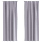 vidaXL Okenice so záclonami 2 pcs Kovová šedá 260 x 140 cm Polyester – Obrázok 2