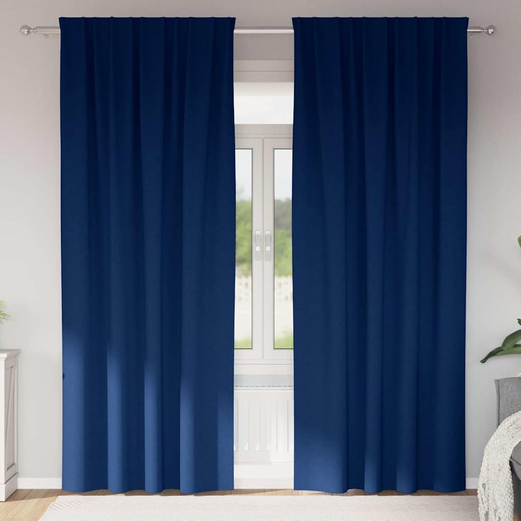 4107477_1.jpg vidaXL Záclony na zatemnenie s krúžkami 2 pcs Tmavomodrá 260 x 140 cm – Obrázok 1