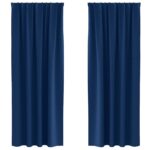 vidaXL Záclony na zatemnenie s krúžkami 2 pcs Tmavomodrá 260 x 140 cm – Obrázok 2