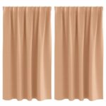 vidaXL Okenice so záclonami 2 pcs Svetlohnedá 140 x 140 cm Polyester – Obrázok 2