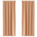 vidaXL Okenice so záclonami 2 pcs Svetlohnedá 225 x 140 cm Polyester – Obrázok 2