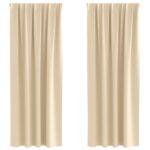 vidaXL Okenice so záclonami 2 pcs Krémová 245 x 140 cm Polyester – Obrázok 2