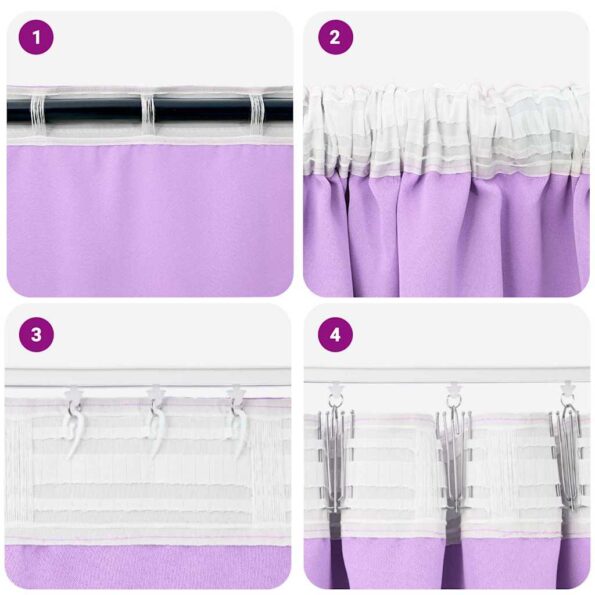 vidaXL Záclony na zatemnenie s krúžkami 2 pcs Fialová 225 x 140 cm – Obrázok 7