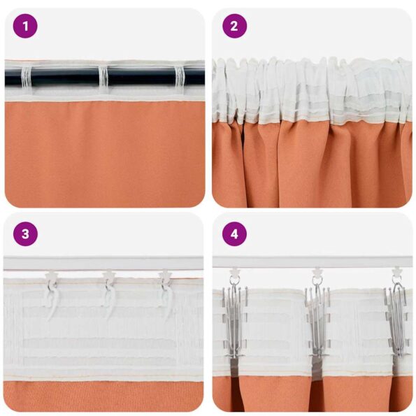 vidaXL Záclony na zatemnenie s krúžkami 2 pcs Tehlová 225 x 140 cm – Obrázok 7