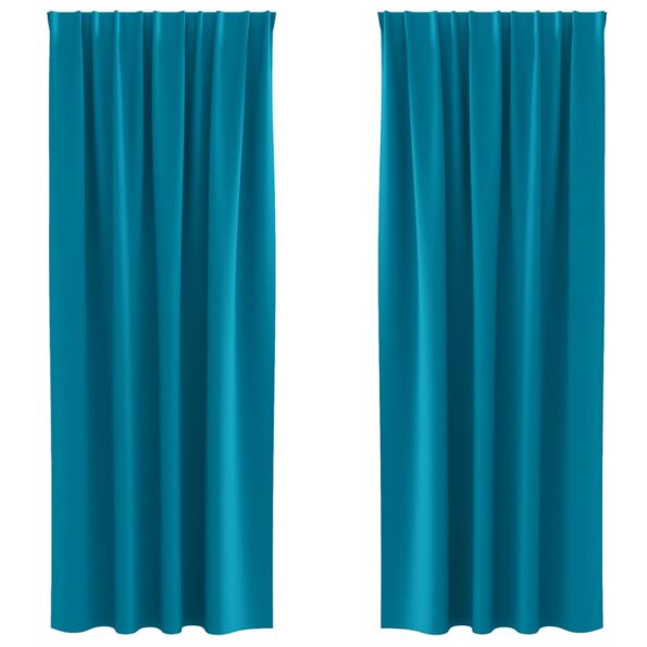 vidaXL Záclony na zatemnenie s krúžkami 2 pcs Tyrkysová 225 x 140 cm – Obrázok 2