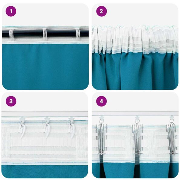 vidaXL Záclony na zatemnenie s krúžkami 2 pcs Tyrkysová 225 x 140 cm – Obrázok 7