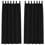 vidaXL Okenice so záclonami 2 pcs Čierna 245 x 140 cm Polyester – Obrázok 2