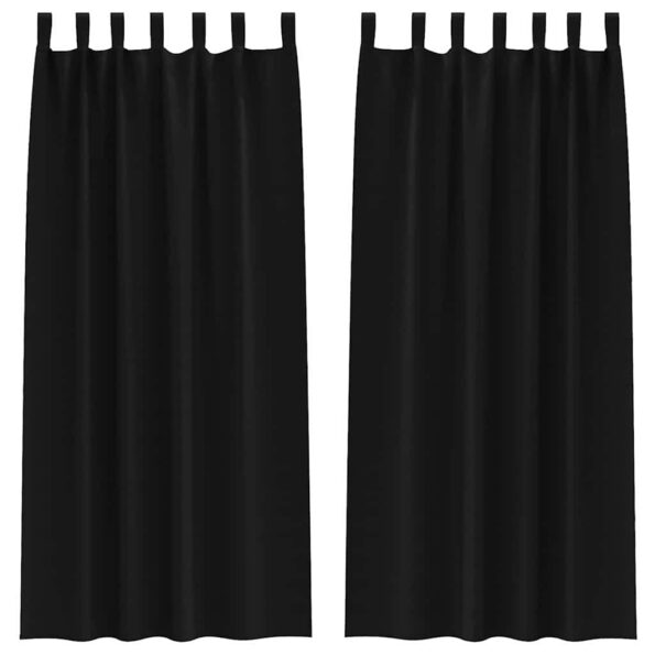 vidaXL Okenice so záclonami 2 pcs Čierna 245 x 140 cm Polyester – Obrázok 2