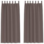 vidaXL Okenice so záclonami 2 pcs Tmavo hnedá 245 x 140 cm Polyester – Obrázok 2