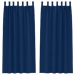 vidaXL Okenice so záclonami 2 pcs Tmavo modrá 245 x 140 cm Polyester – Obrázok 2
