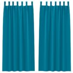 vidaXL Okenice so záclonami 2 pcs Tyrkysová 260 x 140 cm Polyester – Obrázok 2