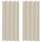 vidaXL Okenice so záclonami 2 pcs Piesok 140 x 260 cm Polyester – Obrázok 2
