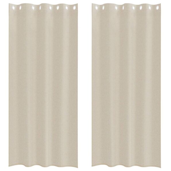 vidaXL Okenice so záclonami 2 pcs Piesok 140 x 260 cm Polyester – Obrázok 2