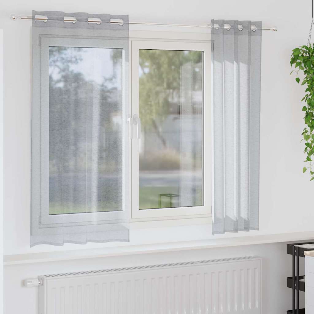 4108003_1.jpg vidaXL Voile záclona 2 pcs Tmavo šedá 175 x 140 cm Polyester – Obrázok 1