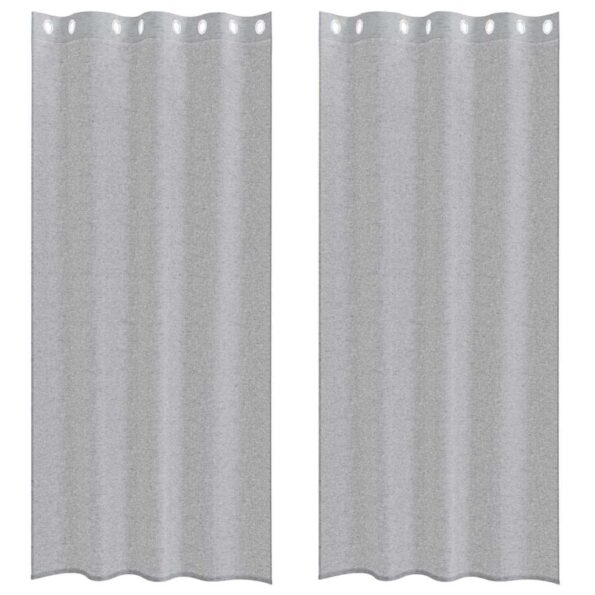 vidaXL Okenice so záclonami 2 pcs Tmavosivá 140 x 225 cm Polyester – Obrázok 2