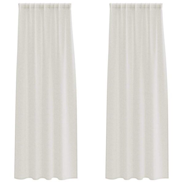 vidaXL Okenice so záclonami 2 pcs Krémová 140 x 225 cm Polyester – Obrázok 2