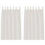 vidaXL Okenice so záclonami 2 pcs Krémová 140 x 175 cm Polyester – Obrázok 2