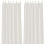 vidaXL Okenice so záclonami 2 pcs Krémová 140 x 225 cm Polyester – Obrázok 2