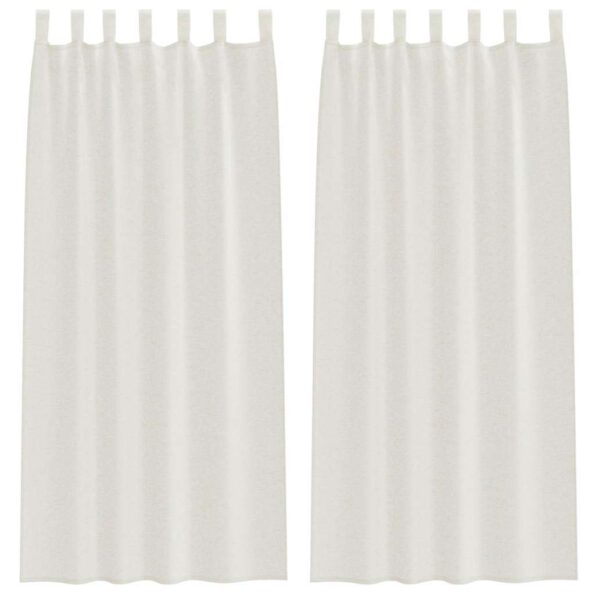 vidaXL Okenice so záclonami 2 pcs Krémová 140 x 225 cm Polyester – Obrázok 2