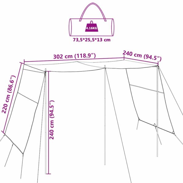 vidaXL Vodoodolný tarp 302 x 240 x 240 cm – Obrázok 12