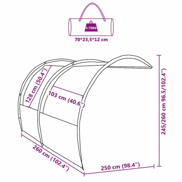 vidaXL Vodoodolný tarp 250 x 260 x 260 cm – Obrázok 13