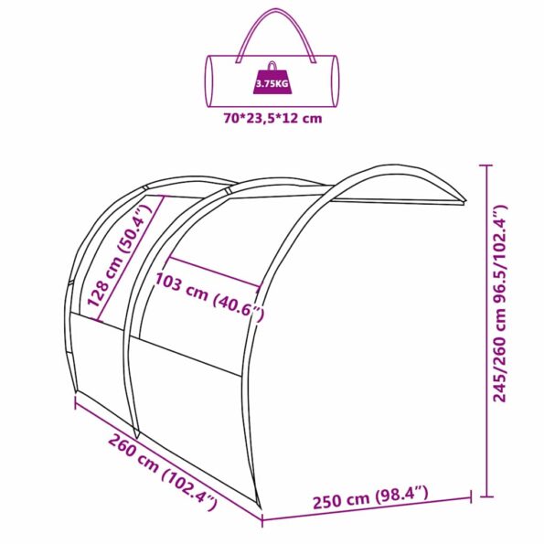 vidaXL Vodoodolný tarp 250 x 260 x 260 cm – Obrázok 13