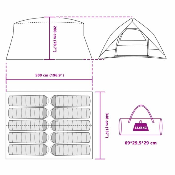 vidaXL Tunelový stan 500 x 348 x 200 cm – Obrázok 10