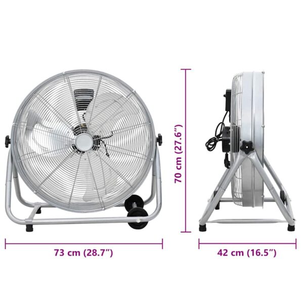 vidaXL Bubnový ventilátor s kolesom Strieborná 73 x 42 x 70 cm Hliník – Obrázok 9