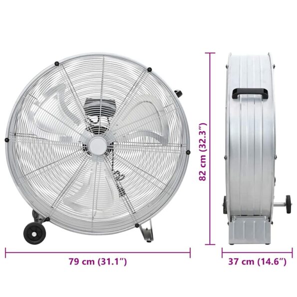 vidaXL Bubnový ventilátor s kolesom Strieborná 79 x 37 x 82 cm Hliník – Obrázok 8