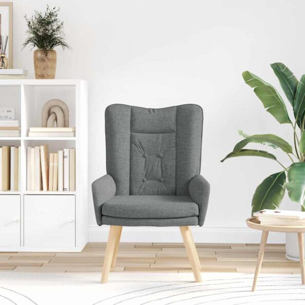 vidaXL kreslo Tmavo šedá 63 x 67 x 94 cm Tkanina a preglejka – Obrázok 3