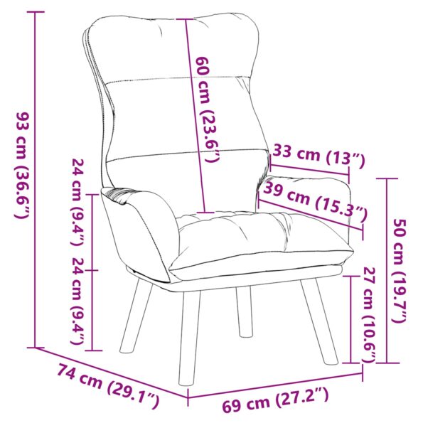 vidaXL kreslo Čierna 69 x 74 x 93 cm Zamat – Obrázok 9