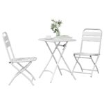 vidaXL 3-dielna rozkladacia bistró súprava, biela oceľ – Obrázok 3