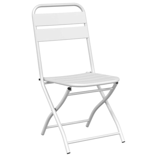 vidaXL 3-dielna rozkladacia bistró súprava, biela oceľ – Obrázok 5