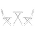 vidaXL 3-dielna rozkladacia bistró súprava, biela oceľ – Obrázok 7