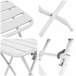 vidaXL 3-dielna rozkladacia bistró súprava, biela oceľ – Obrázok 8