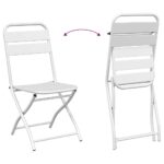 vidaXL 3-dielna rozkladacia bistró súprava, biela oceľ – Obrázok 9