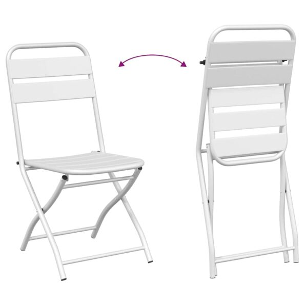 vidaXL 3-dielna rozkladacia bistró súprava, biela oceľ – Obrázok 9