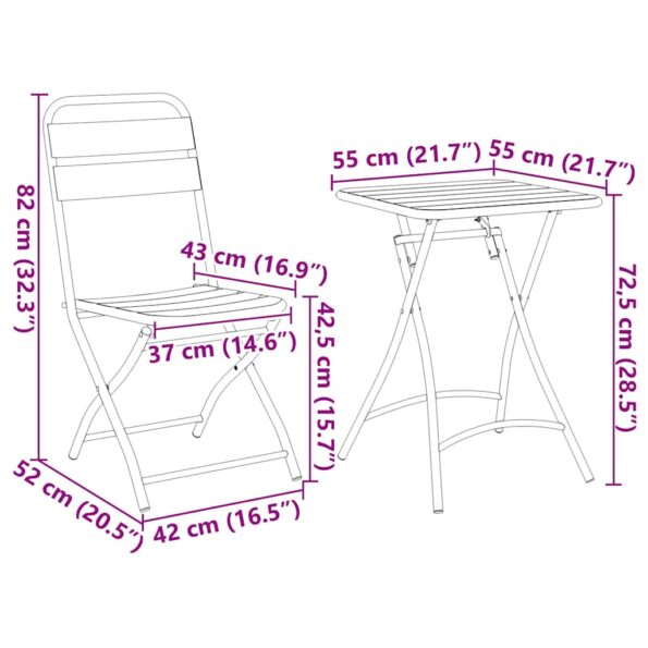 vidaXL Bistro súprava 3 pcs Antracit Oceľ – Obrázok 12