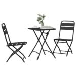 vidaXL Bistro súprava 3 pcs Antracit Oceľ – Obrázok 3